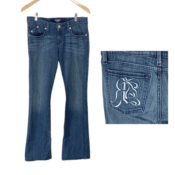 Rock & Republic Bootcut Jeans Women’s Size 28 Medium Wash Embroidery Pockets - Picture 1 of 9